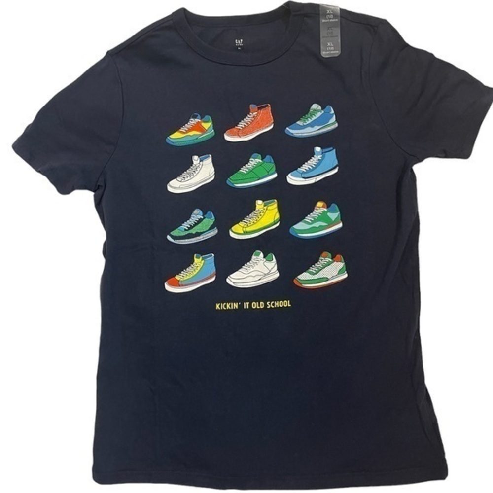 Gap Kids Navy Blue Kickin’ It Old School Sneaker T-Shirt XL